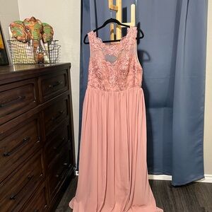 Azazie Dusty Rose Lace Formal Dress